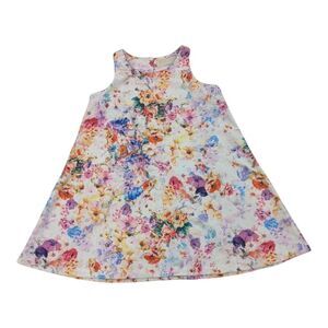 Zara White Pink Orange Blue Purple Floral  easter tank Dress Girls Size 6 7